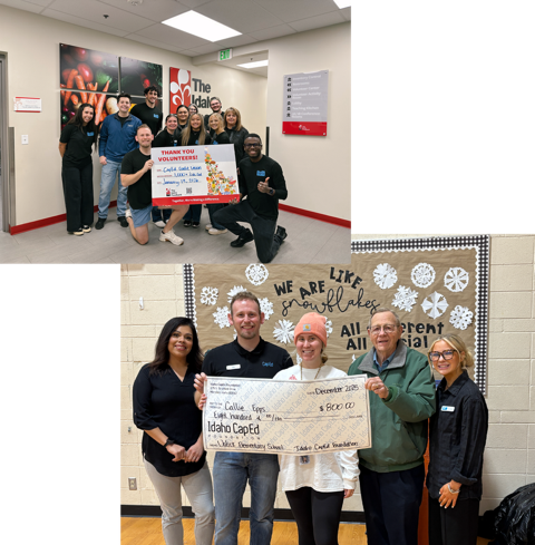 Various CapEd charitable efforts including volunteering at the Idaho Food Bank and giving money as part of the Idaho CapEd Foundation teacher grant program.