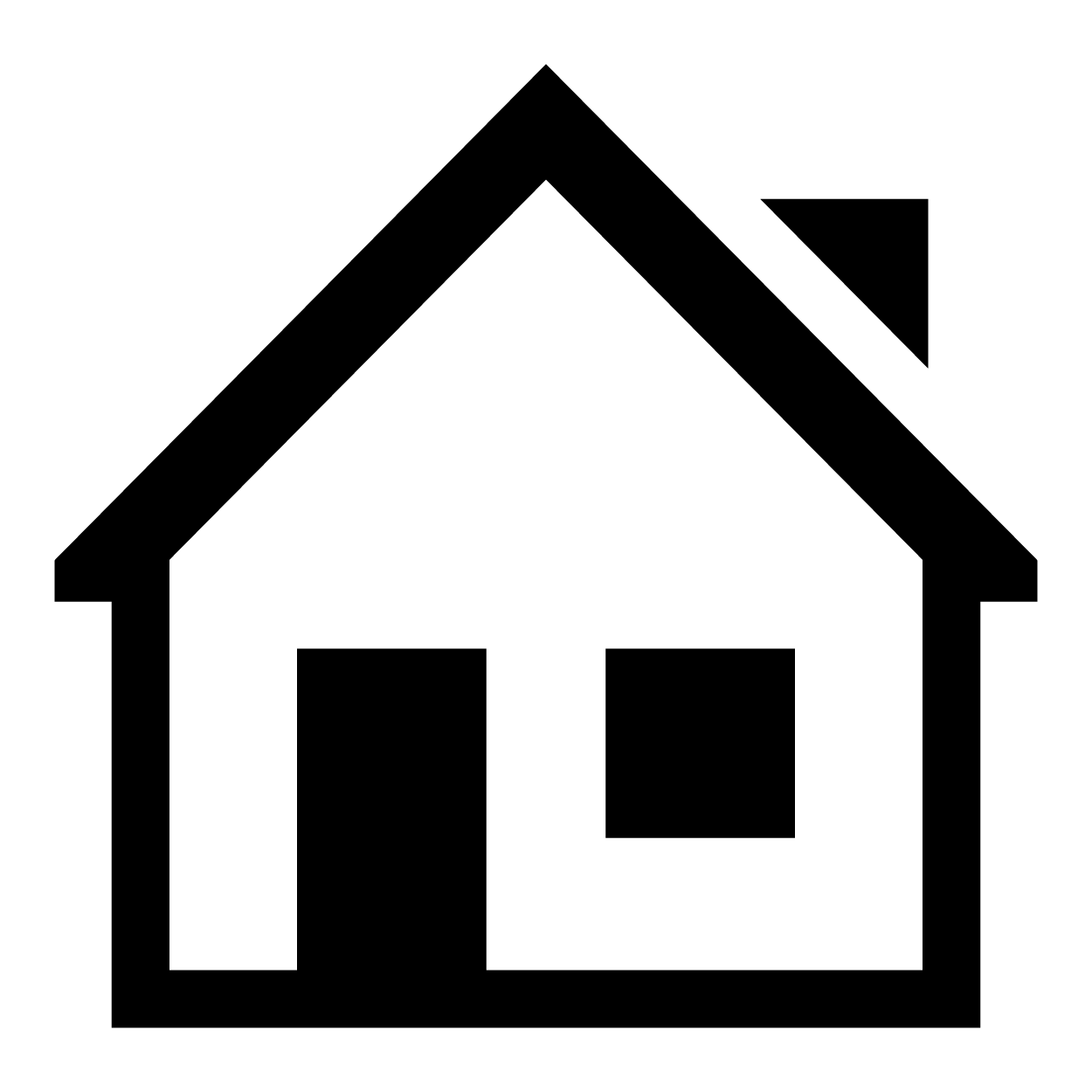 Simple line graphic of a home.