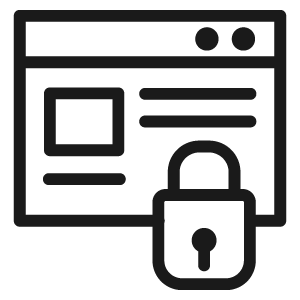 Web browser with a padlock over the top of it.