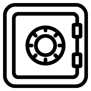 Graphic of a locked safe.